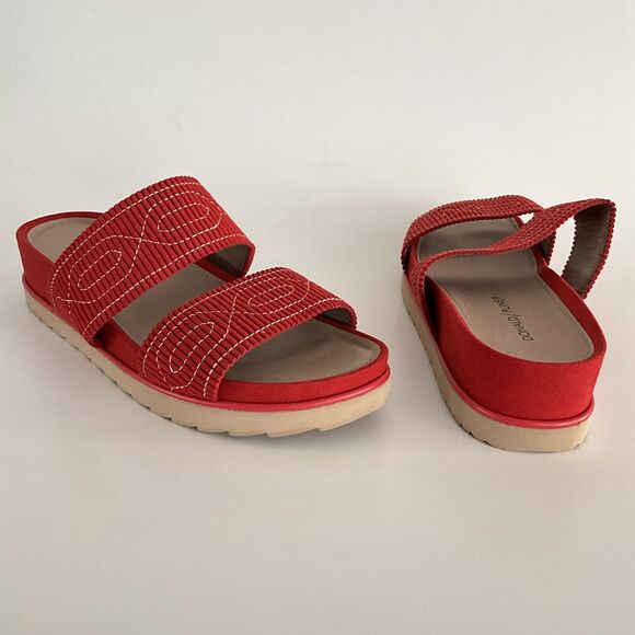 Donald Pliner Sandals Women 8.5M Red Cait Double Strap Open-toe Wedge - Picture 3 of 12